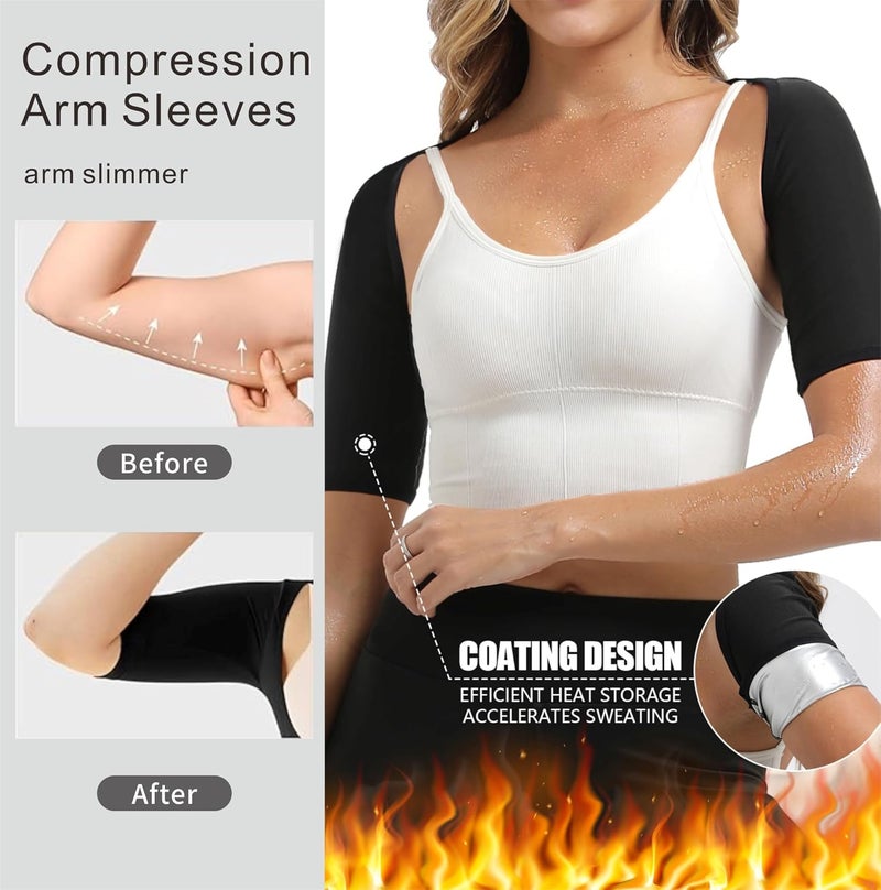 Dokelovy Women's Sauna Arm Slimming Sleeves, Sweat Compression Upper Arm Shaper Bands, Posture Support Workout Gear Daily Use - Image 3